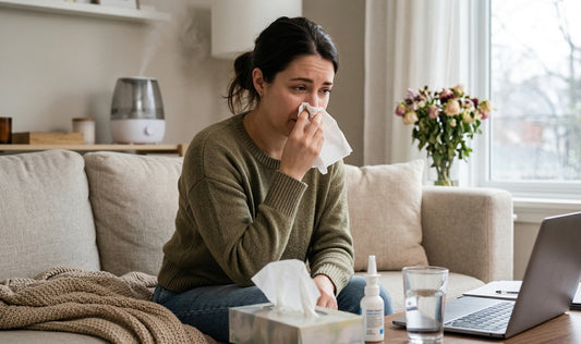 person sitting in living room having a bloody nose