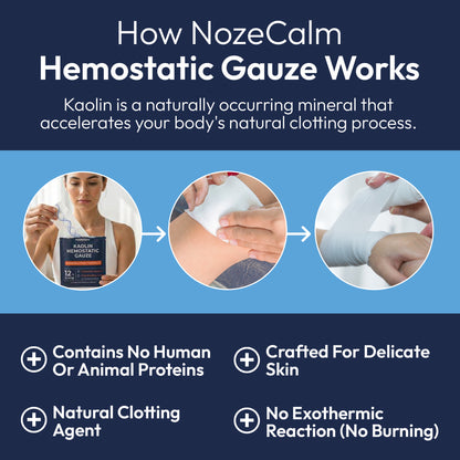 NozeCalm Kaolin Hemostatic Gauze Z-fold design for fast, easy deployment