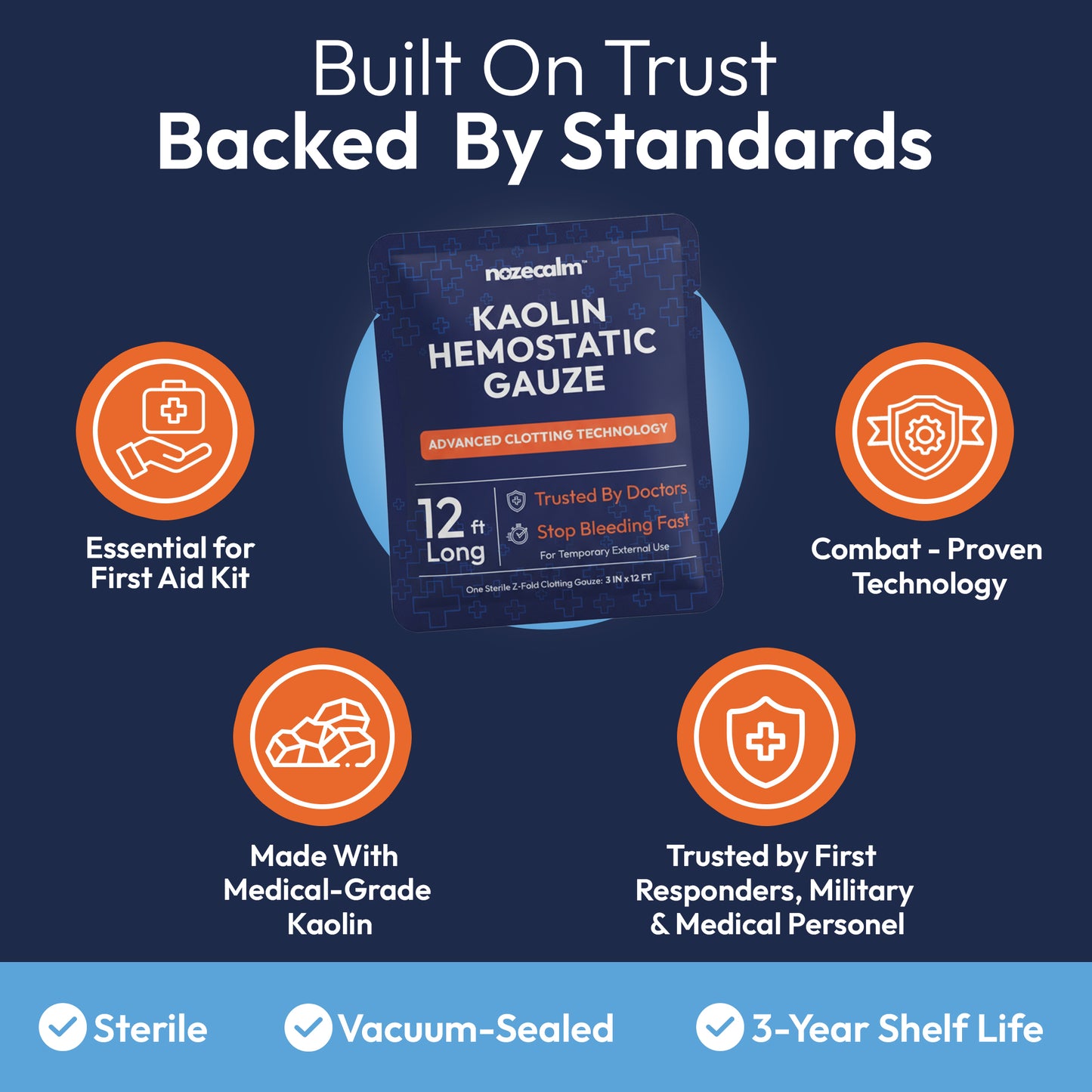 NozeCalm Kaolin Hemostatic Gauze — medical-grade Kaolin natural clotting mineral