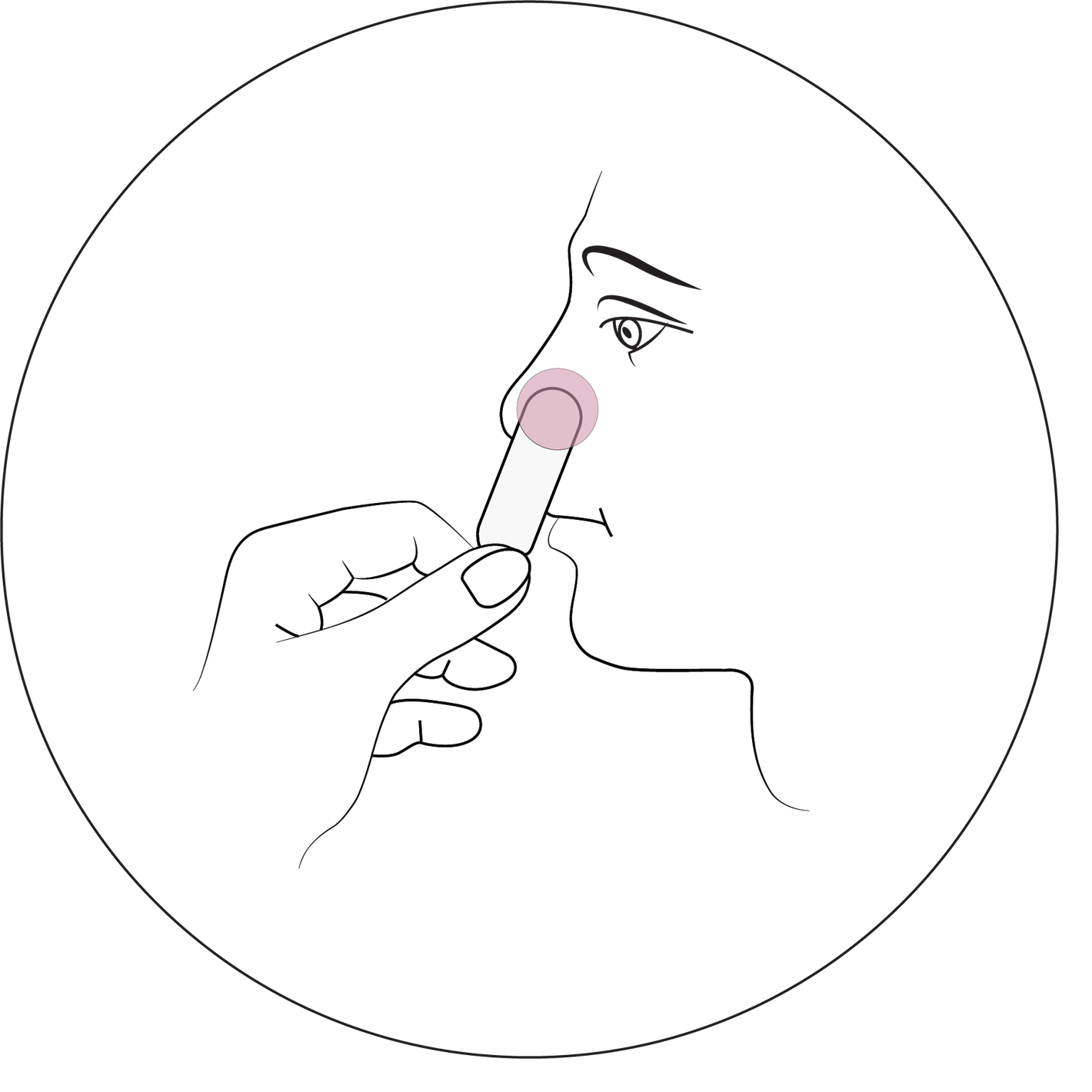 An illustration showing gently insert nozecalm plug into the nostril experiencing bleeding.