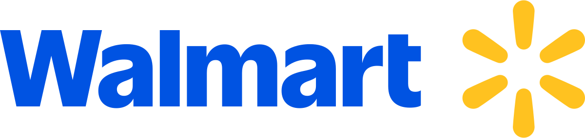 Walmart logo with blue text and yellow starburst icon